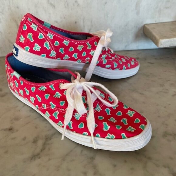 TAYLOR SWIFT KEDS Favorite Things Bows & Cats Print Pink Blue Sneakers 9… - Picture 3 of 16